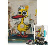 Puzzle con anatra gialla e grande cuore in stile graffiti,1000 pezzi,gioco di abilità mentale,pezzi a incastro precisi,divertimento assicurato per tutta la famiglia (38x52cm)