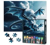Puzzle con animali per adulti, 1000 pezzi, difficile impossibile, difficile, difficile da sfidare la famiglia, 70 x 50 cm, puzzle game drago blu, puzzle per donne decorazione della casa regalo