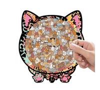 Puzzle Con Animali Per Adulti - Giocattolo Con Cornice A Forma Di Gatto Da 135 Pezzi | Puzzle Per Bambini In Legno Con Design Colorato, Ragazzi Ragazze Giovani Anziani Bambini Per Tavolo Decorazioni P