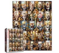 Puzzle con animali sul WC per adulti, 1000 pezzi, gatto, giraffa, girasole, puzzle artistico, collage, colorato, fai da te, per bagno, decorazione per la casa, regali, impegnativo puzzle per gioco di