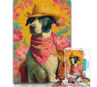 Puzzle con arte del cane e della cowgirl per adolescenti, giocattoli di gioco stimolanti Ogni pezzo è unico Gioco stimolante e divertente per tutta la famiglia, 50x75cm