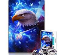 Puzzle con bandiera americana e aquila da 1000 pezzi per adolescenti, aiuta il cervello a esercitare i giocattoli avvincenti per coltivare la pazienza e l'interazione genitore-figlio (38x26cm)