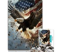 Puzzle con bandiera americana e aquila per adolescenti, 1000 pezzi, per ammazzare il tempo durante le vacanze, ogni pezzo è unico, un gioco stimolante e divertente per tutta la famiglia, 50x75cm