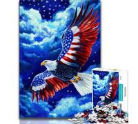 Puzzle con bandiera americana e aquila per adulti e adolescenti, 1000 pezzi, aiuta il cervello a esercitare i giocattoli avvincenti per coltivare la pazienza e l'interazione genitore-figlio (38x26cm)