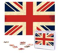 Puzzle con bandiera del Regno Unito, puzzle in legno da 1000 pezzi, puzzle con immagini personalizzate, decorazione per la famiglia, per adulti (75 x 50 cm)