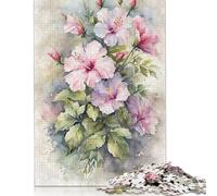Puzzle con bouquet di ibisco acquerellato, 100% cartone riciclato, puzzle di cartone premium per bambini adulti, regali di Halloween, 1000 pezzi (26x38 cm)
