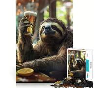 Puzzle con bradipo che beve birra, 1000 pezzi, gioco di logica mentale antistress, taglio preciso, regalo di Babbo Natale 38x26cm
