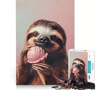 Puzzle con bradipo che mangia gelato per adolescenti, 1000 pezzi, gioco per allenare la mente, attività per la casa, taglio di precisione, decorazione murale 50x75cm