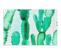 Puzzle con cactus verde per adulti, 500 pezzi, paesaggio arte floreale, puzzle divertente personalizzato per adulti, idea regalo, 51 x 37 cm