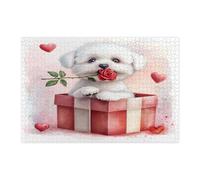 Puzzle con cane Bichon Frise, per uomini e donne, 1000 pezzi, regalo divertente per San Valentino, decorazione per la casa e la famiglia