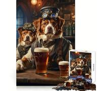 Puzzle con cane Brittany Spaniel e birra per adolescenti, 1000 pezzi, per sviluppare la destrezza mentale, ideale per i momenti di relax, taglio di alta qualità, regalo di Natale (38x52cm)