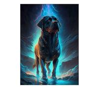 Puzzle con cane e fulmine, 1000 pezzi, gioco per interni, per adulti | cartone da 38 x 26 cm, allenamento mentale, taglio su misura, appassionati di puzzle, antistress