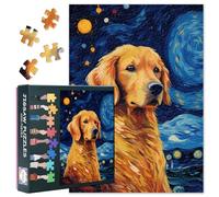 Puzzle con cane per adulti, 1000 pezzi - Golden Retriever Jigsaw Puzzle 1000 pezzi (70 x 50 cm), animali e notte stellata, puzzle impegnativi per adulti, gioco di famiglia per uomini e donne