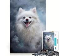 Puzzle con cane Pomerania bianco,1000 pezzi,gioco di concentrazione mentale,taglio di precisione,bordi lisci,gioco significativo per costruire connessioni (38x26cm)