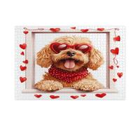 Puzzle con cane scarabocchio dorato per adulti, 1000 pezzi, puzzle decorativi divertenti per finestre di San Valentino, decorazioni per animali domestici per intrattenimento in famiglia, regalo per