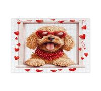 Puzzle con cane scarabocchio dorato per adulti, 300 pezzi, puzzle decorativi divertenti per finestre di San Valentino, decorazioni per animali domestici per intrattenimento in famiglia, regalo per