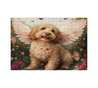 Puzzle con cane scarabocchio dorato, per uomini e donne, 300 pezzi, puzzle decorativi vintage per San Valentino, regalo per feste di animali domestici, decorazione per la casa della famiglia