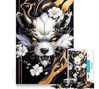Puzzle con cane Shih Tzu dorato e fiori di ciliegio, 1000 pezzi, gioco di logica e antistress, ideale per adolescenti, con taglio preciso, regalo perfetto per Babbo Natale 38x52cm