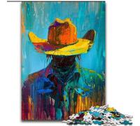 Puzzle con cappello da cowboy per adulti e adolescenti, 1000 pezzi, gioco stimolante e interazione tra genitori e figli (26x38cm)