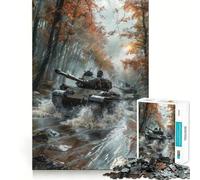 Puzzle con carri armati che attraversano il fiume, 1000 pezzi, gioco cognitivo, passatempo tranquillo, bordo di alta qualità, regalo di Natale 38x26cm