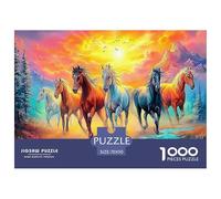 Puzzle con carrozza invernale, regalo per uomo e donna, 1000 pezzi, cavalli, cielo al tramonto, attività per tutta la famiglia, decorazione da parete per la casa, 70x50 cm/1000 pezzi