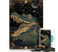 Puzzle con carta dei tarocchi "Coccodrillo d'acqua" da 1000 pezzi,gioco di memoria,taglio di alta precisione,sfida interattiva per la mente per la casa (50x75cm)