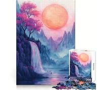 Puzzle con cascata e luna gigante per ragazzi, 1000 pezzi, benessere mentale, rilassante, divertente, a incastro perfetto, (50x75cm)