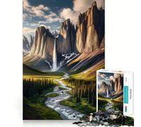Puzzle con cascata nella foresta,1000 pezzi,divertente per allenare la mente,con componenti robusti e ben definiti,ideale per momenti di relax in casa (38x26cm)