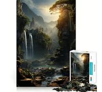 Puzzle con cascata nella foresta,1000 pezzi,gioco di costruzione,incastro sicuro,divertimento in casa durante le vacanze (38x52cm)