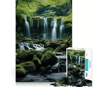 Puzzle con cascata nella foresta,1000 pezzi,gioco di costruzione,incastro sicuro,divertimento in casa durante le vacanze (38x26cm)