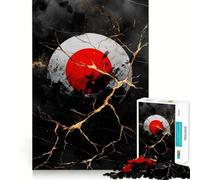 Puzzle con cerchio rosso su sfondo nero effetto marmo per adulti, 1000 pezzi, stimola la memoria, gioco di gruppo, assemblaggio, sorpresa natalizia (38x26cm)
