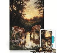 Puzzle con cervo al tramonto, 1000 pezzi, per ragazzi, giocattolo intelligente, passatempo per la casa, taglio preciso, regalo premuroso 38x52cm