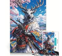 Puzzle con cervo bianco,samurai e fiori di ciliegio per adulti,1000 pezzi,gioco di memoria,montaggio sicuro e stabile,gioco significativo per costruire connessioni (38x26cm)