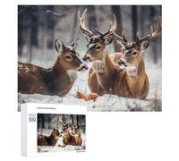 Puzzle con cervo nella neve, 500 pezzi, puzzle in legno personalizzato per adulti e amici, idea regalo per matrimonio, compleanno, San Valentino, decorazione per la casa