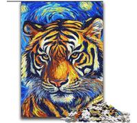 Puzzle con cielo notturno di tigre per adolescenti, giocattoli educativi per l'apprendimento, giochi per famiglie adatti per la decorazione della scrivania (70x100cm)