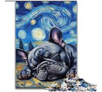 Puzzle con cielo notturno e bulldog francese, 1000 pezzi, per adulti dai 14 anni in su, giochi divertenti, attività divertenti a casa, regali di compleanno, regali da viaggio (26x38cm)