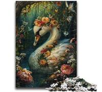 Puzzle con cigni floreali per adulti, 1000 pezzi, difficili da completare ma divertenti e spiritosi, decorazioni e regali unici per la casa (38x26cm)