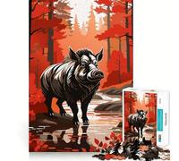 Puzzle con cinghiale,1000 pezzi,gioco stimolante per la mente,incastro perfetto,ideale per il relax in casa (50x75cm)