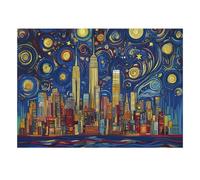Puzzle con città e cielo notturno, 1000 pezzi, per adulti, di alta qualità | 70 x 50 cm, regalo di compleanno, in cartone, pensiero logico, superficie liscia
