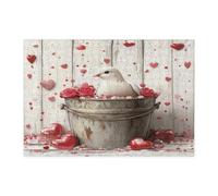 Puzzle con colombe e uccelli, per adulti, 300 pezzi, puzzle decorativi in legno di San Valentino, decorazioni rustiche per intrattenimento in famiglia, regalo per feste