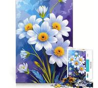 Puzzle con composizione floreale di margherite bianche,1000 pezzi,per ragazzi,gioco stimolante per la mente,montaggio sicuro e stabile,divertimento assicurato per tutta la famiglia,attività serale