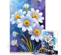 Puzzle con composizione floreale di margherite bianche per adulti,1000 pezzi,gioco stimolante,struttura ad incastro precisa,facile da imparare,divertimento per tutta la famiglia (38x52cm)