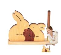 Puzzle con coniglietti in legno, puzzle di coniglietti in legno - Decorazione da scrivania in legno coniglietto, decorazione per penne con animali in legno, puzzle educativo per bambini in età