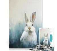 Puzzle con coniglio bianco in un campo blu,1000 pezzi,gioco interattivo per stimolare la mente,incastro perfetto,nessun pezzo si stacca,sfida cerebrale per la casa (38x26cm)
