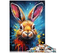 Puzzle con coniglio psichedelico colorato, puzzle 1000 pezzi, puzzle in legno, giocattolo, puzzle, giochi educativi, puzzle antistress, 1000 pezzi (50 x 75 cm)