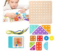 Puzzle con corda per adulti, blocchi di legno, set di lacci con forme di blocchi di forme geometriche, giocattolo da viaggio per attività educative, con 20 carte per l'intelligenza