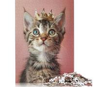Puzzle con corona pastello a forma di gatto, di alta qualità, in cartone riciclato al 100%, per bambini e adulti dai 12 anni in su, regalo di Natale, 1000 pezzi (26x38 cm)