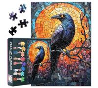Puzzle con corvo in vetro colorato, per adulti, 1000 pezzi, per adulti, regalo per la casa, difficile sfida per gli amanti del puzzle, 50 cm x 70 cm