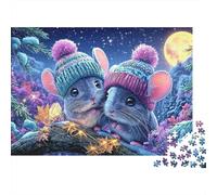 Puzzle con criceto accogliente, 1000 pezzi, luna piena di neve, gioco sfidante, alta difficoltà, 100% cartone riciclato per adulti e dai 14 anni in su, 70 x 50 cm, 1000 pezzi