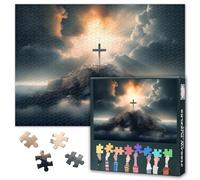 Puzzle con croce sacra, 1000 pezzi, per adulti, decorazione della casa, opere d'arte, Gesù Cristo, croce Jigsaw, puzzle per gli amanti dei puzzle, 50 cm x 70 cm